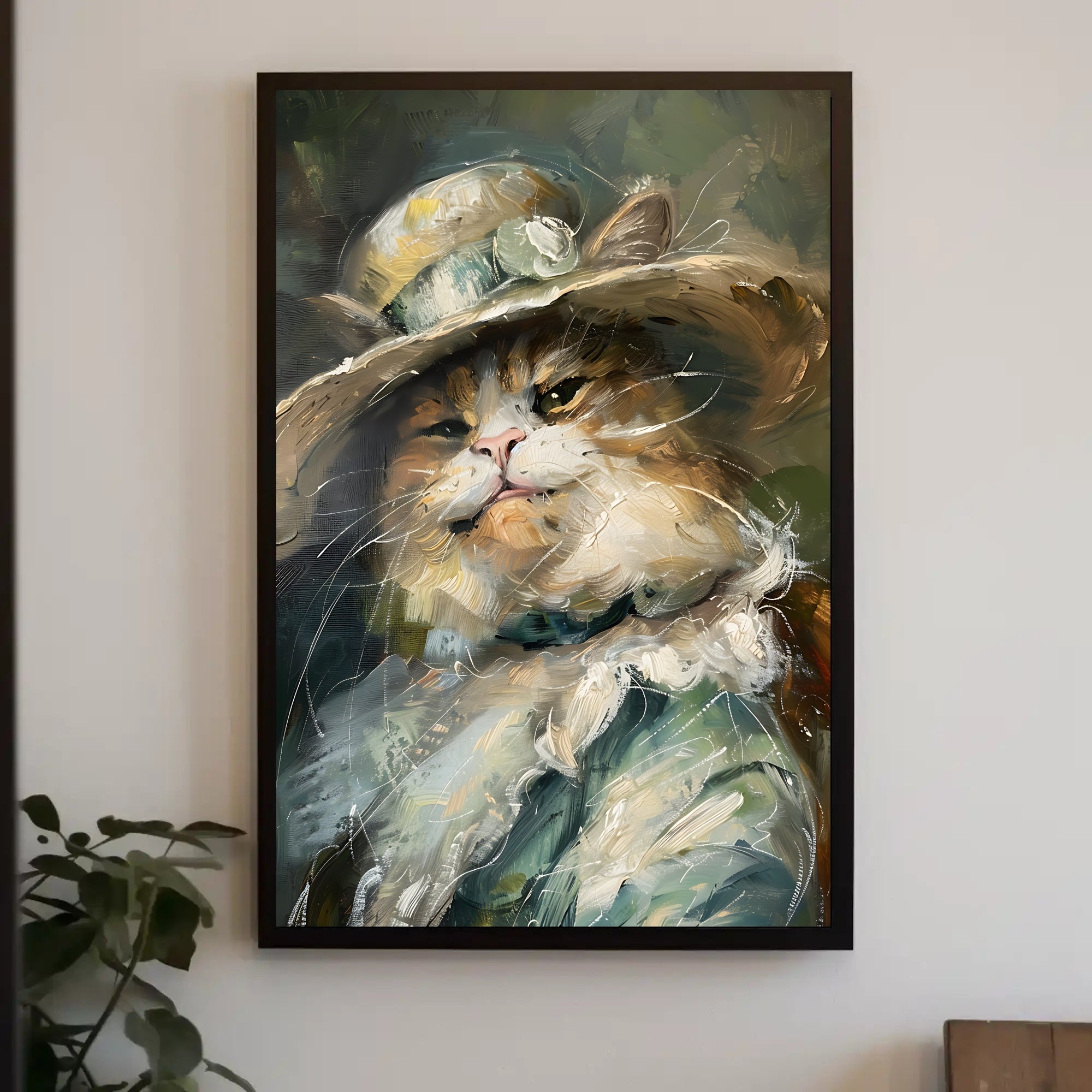 Whimsical Cat with Hat - Abstract or Artistic Poster PosterGoat