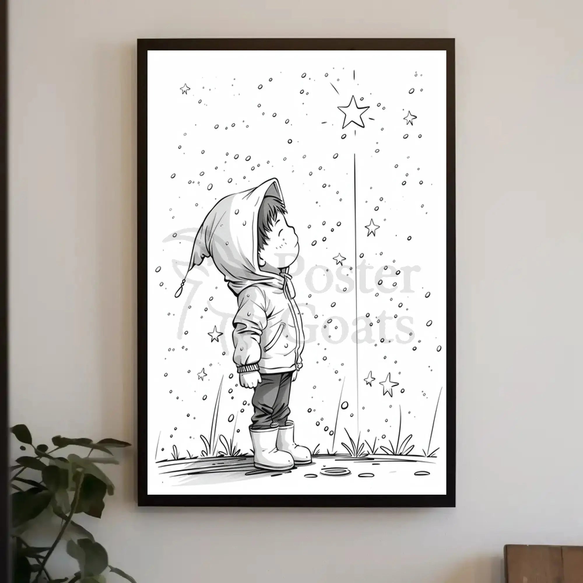 Whimsical Childhood Magic Black White Artistic Poster PosterGoat