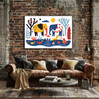 Whimsical Elephants with Colorful Nature Scene Poster PosterGoat