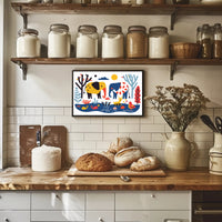 Whimsical Elephants with Colorful Nature Scene Poster PosterGoat