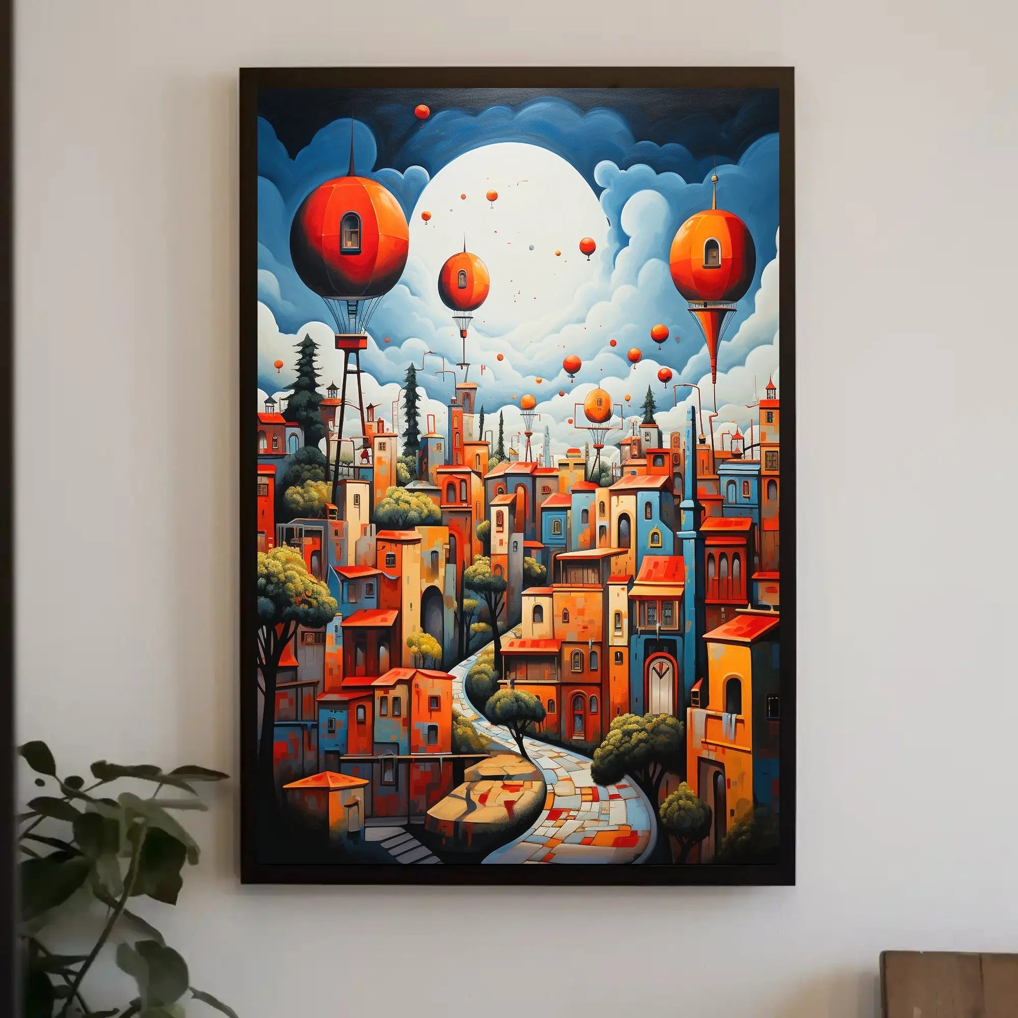 Whimsical Fantasy Escape: Vibrant Cityscape Futuristic Sci-Fi Poster PosterGoat