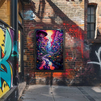 Whimsical Fantasy Landscape with Psychedelic Vibes Artistic Poster PosterGoat