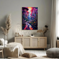 Whimsical Fantasy Landscape with Psychedelic Vibes Artistic Poster PosterGoat