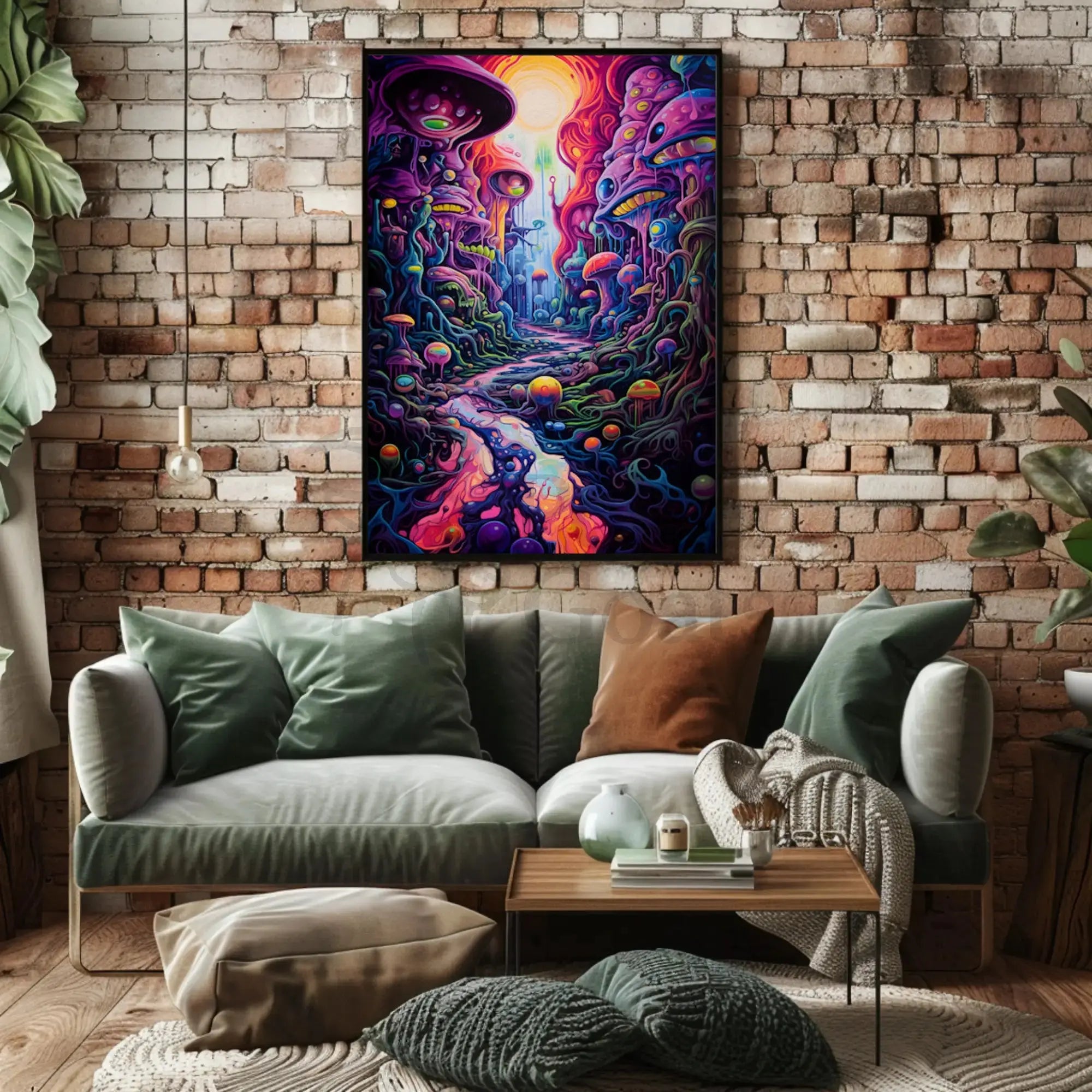 Whimsical Fantasy Landscape with Psychedelic Vibes Artistic Poster PosterGoat