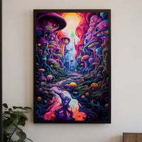 Whimsical Fantasy Landscape with Psychedelic Vibes Artistic Poster PosterGoat