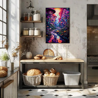 Whimsical Fantasy Landscape with Psychedelic Vibes Artistic Poster PosterGoat