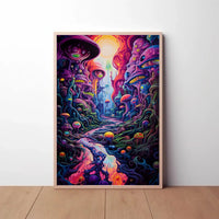 Whimsical Fantasy Landscape with Psychedelic Vibes Artistic Poster PosterGoat