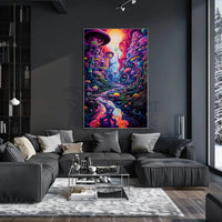 Whimsical Fantasy Landscape with Psychedelic Vibes Artistic Poster PosterGoat