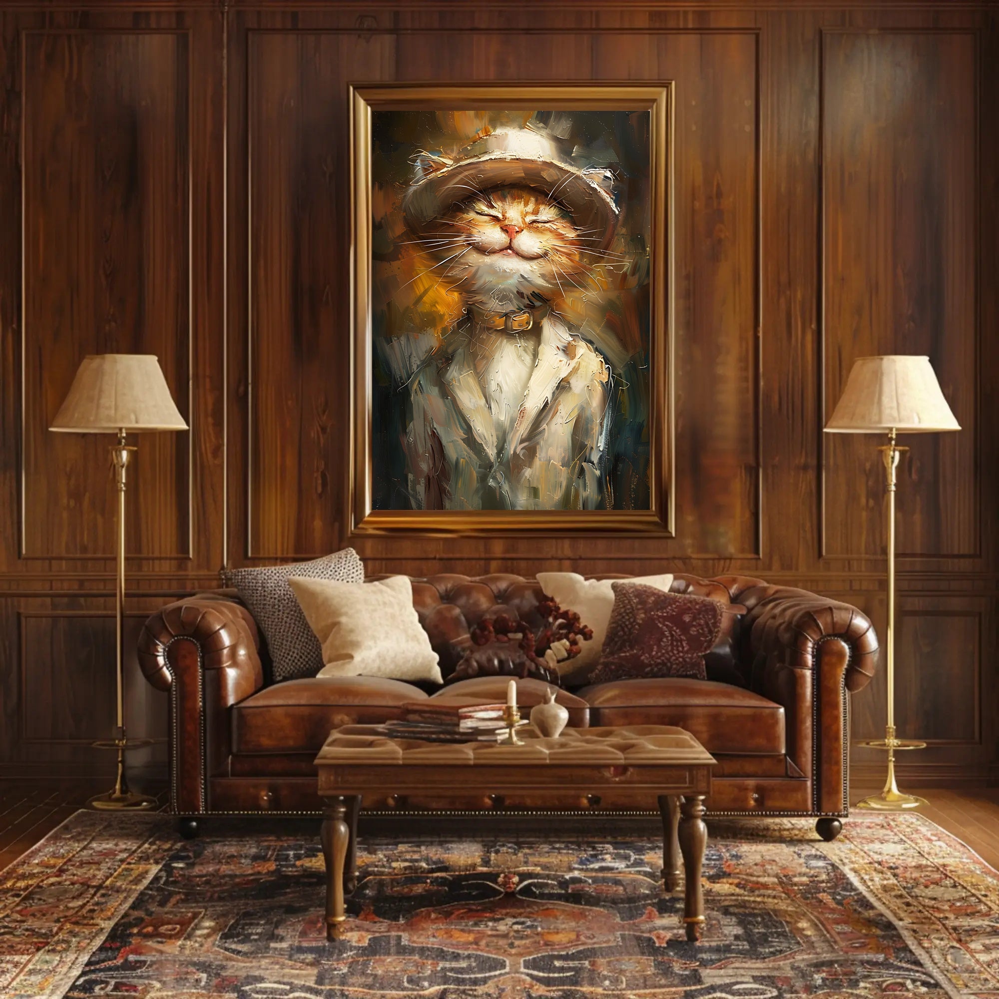 Whimsical Fashion Feline Abstract Artistic Poster PosterGoat