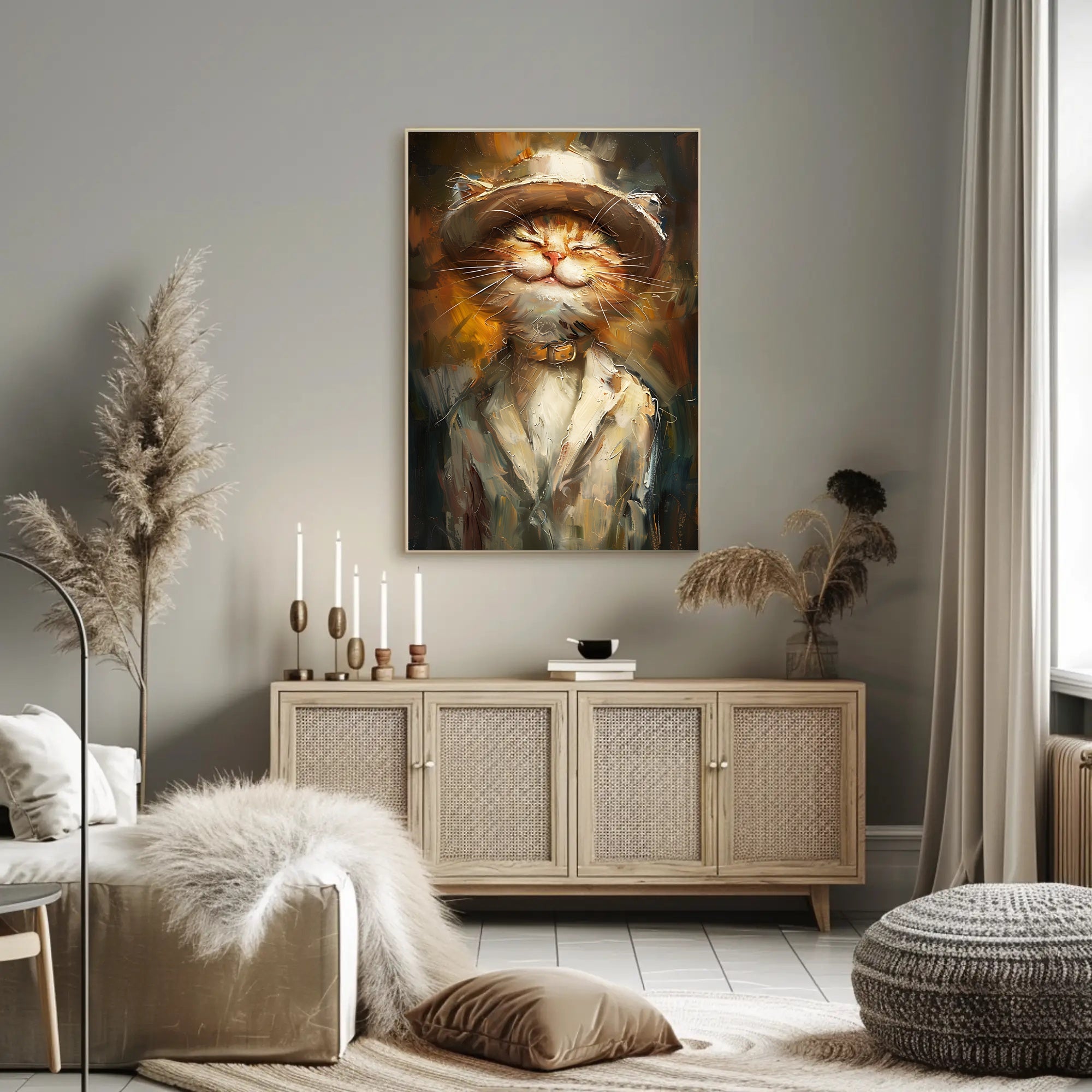 Whimsical Fashion Feline Abstract Artistic Poster PosterGoat