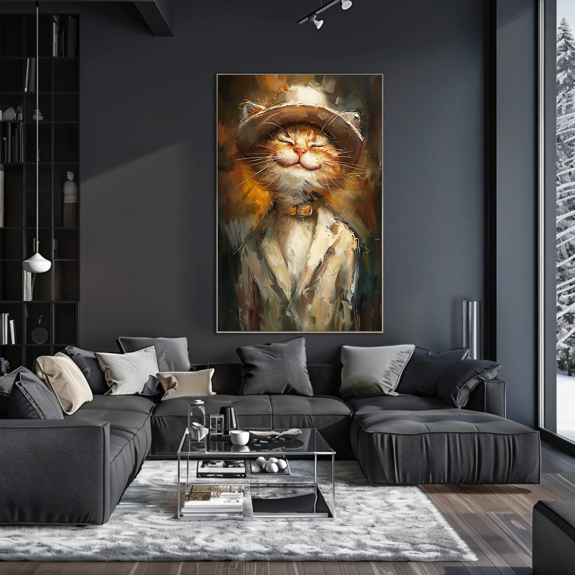 Whimsical Fashion Feline Abstract Artistic Poster PosterGoat