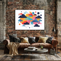 Whimsical Multicolored Clouds Abstract Artistic Poster PosterGoat