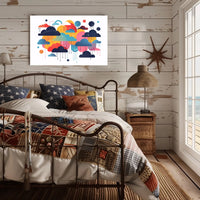 Whimsical Multicolored Clouds Abstract Artistic Poster PosterGoat