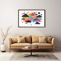 Whimsical Multicolored Clouds Abstract Artistic Poster PosterGoat