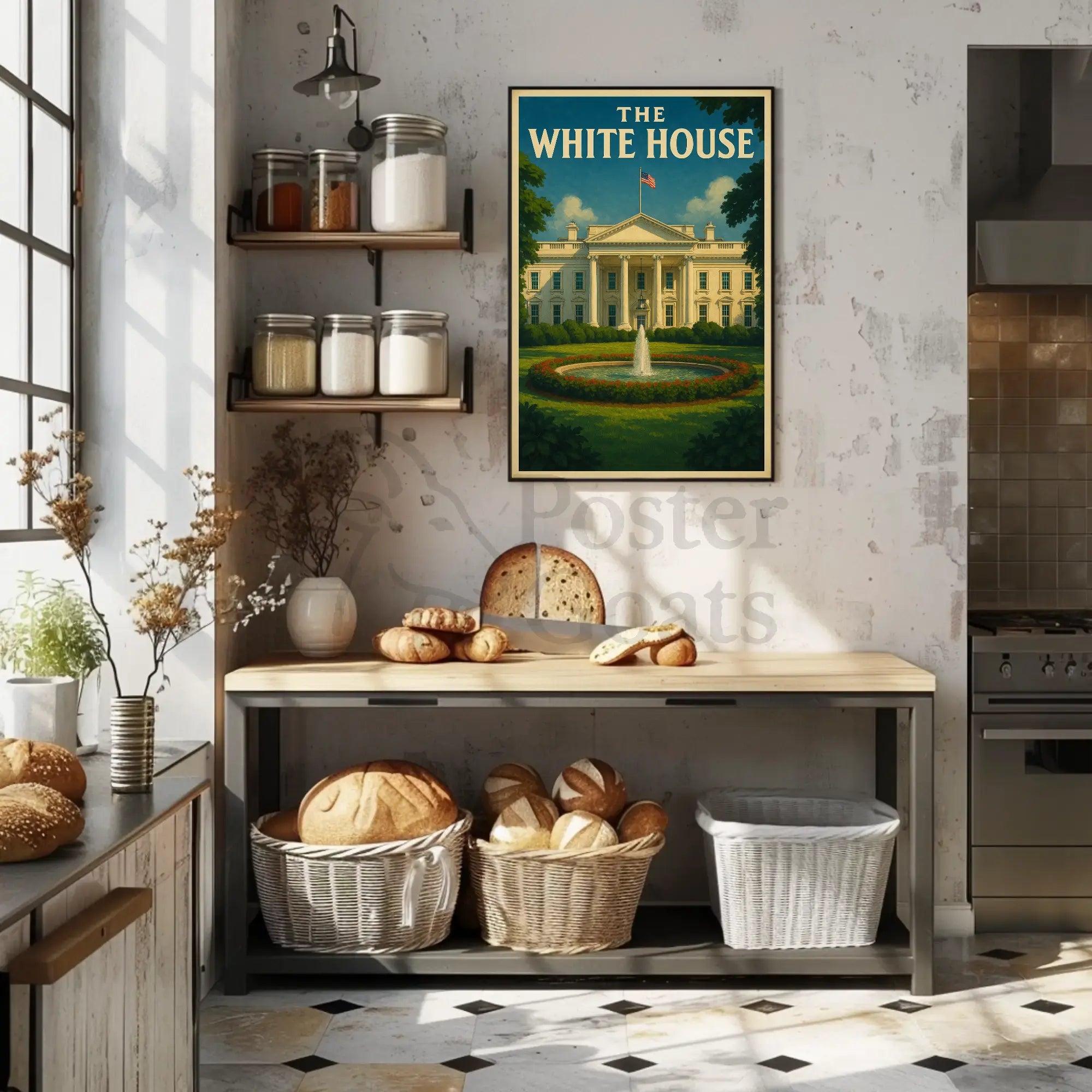 White House Vintage Travel Landmark Historical Poster PosterGoat