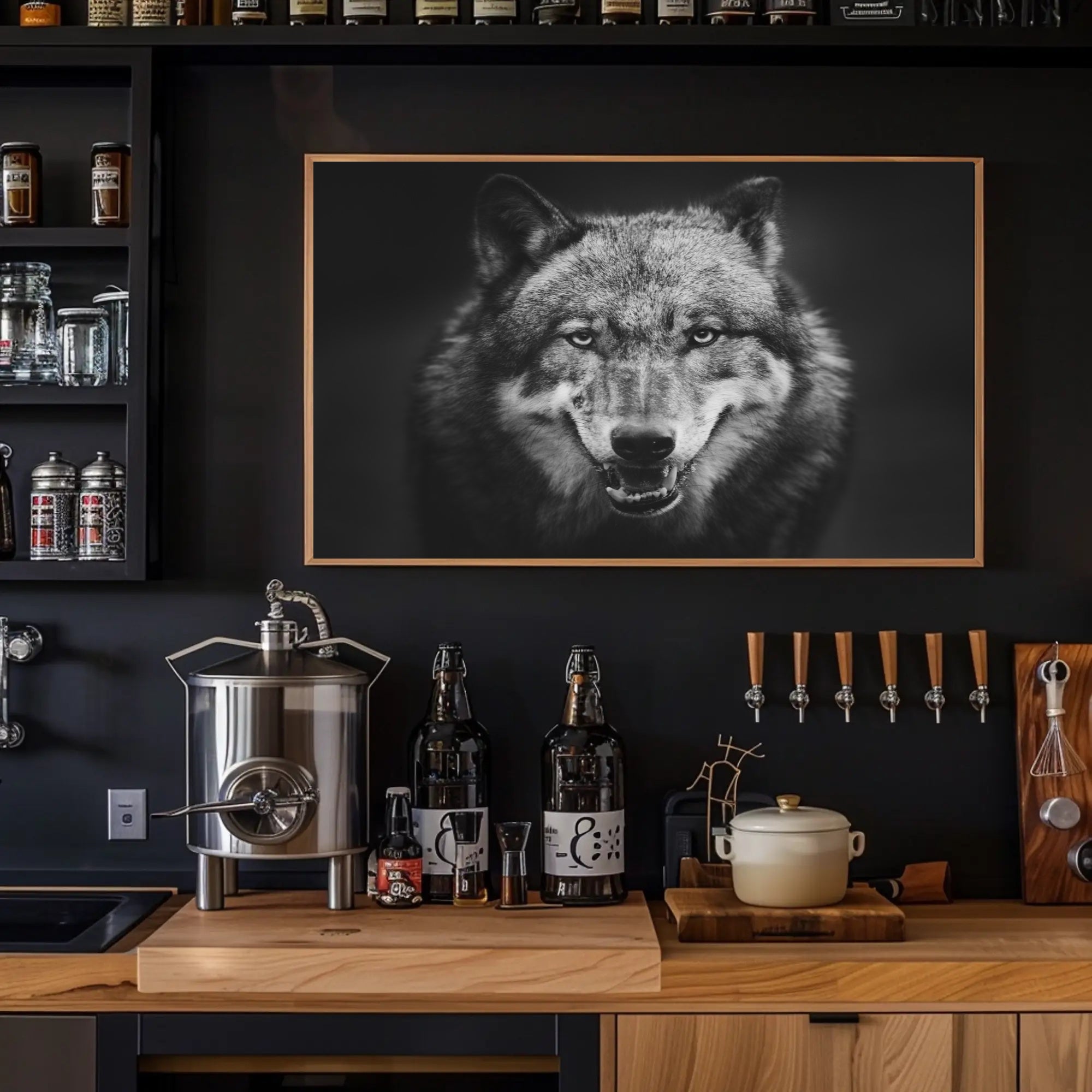 Wild Wolf Portrait in Majestic Animal Poster PosterGoat