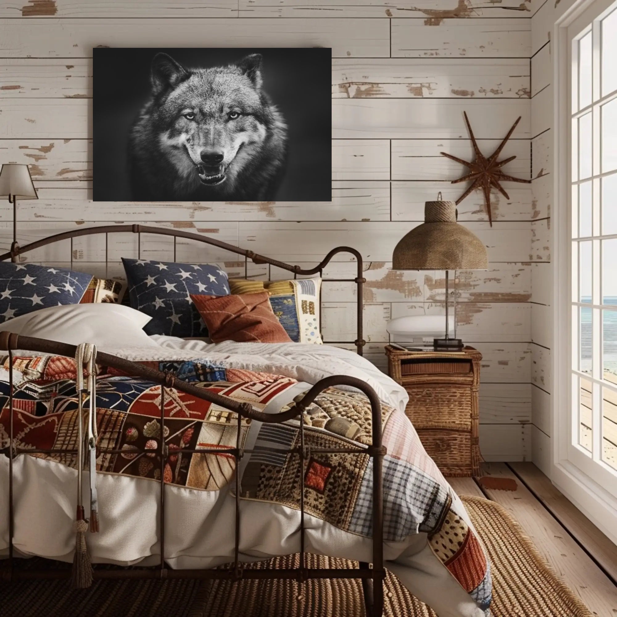 Wild Wolf Portrait in Majestic Animal Poster PosterGoat