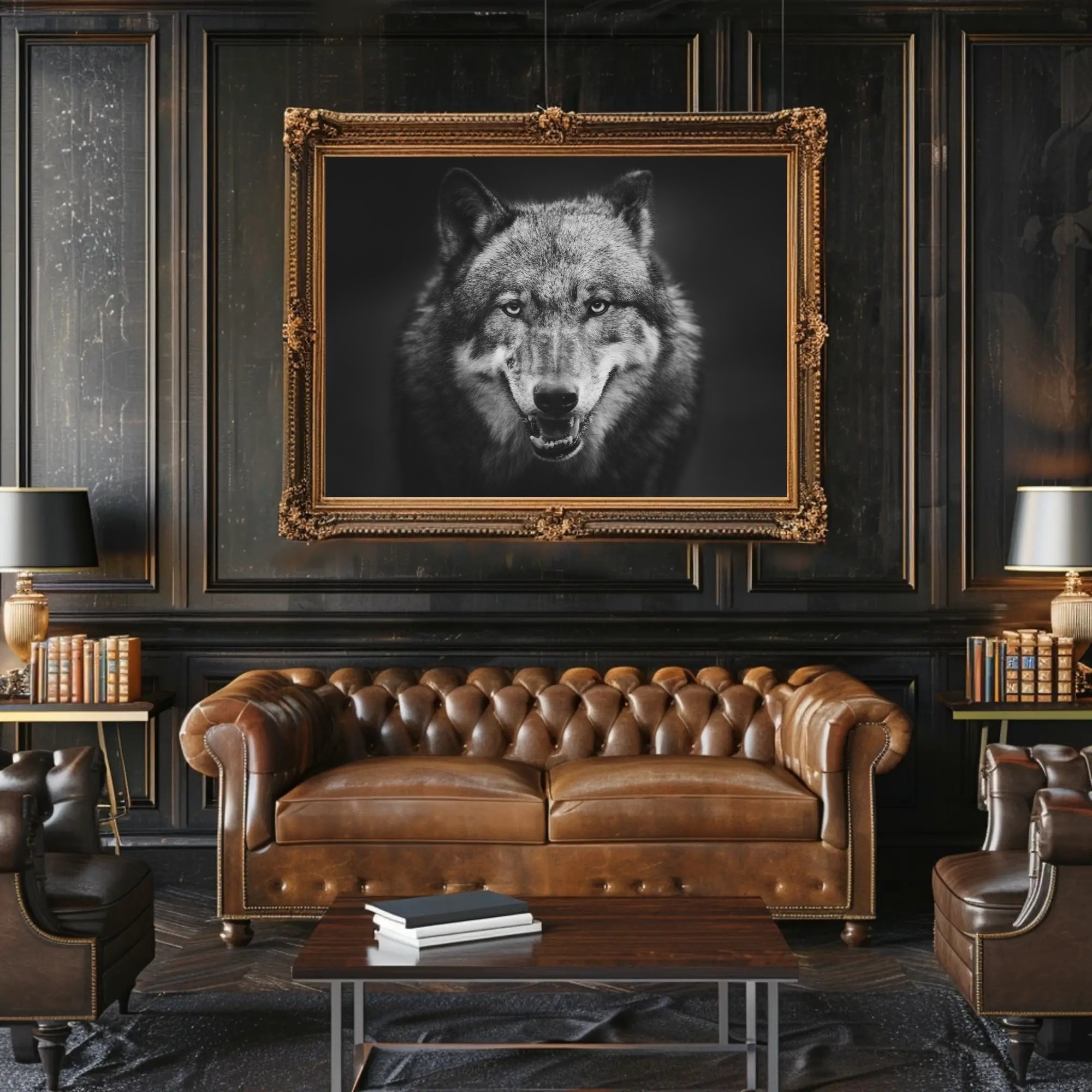 Wild Wolf Portrait in Majestic Animal Poster PosterGoat
