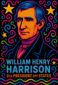 William Henry Harrison Vibrant Pop Art Presidential Poster PosterGoat