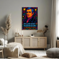 William Henry Harrison Vibrant Pop Art Presidential Poster PosterGoat