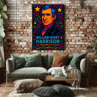 William Henry Harrison Vibrant Pop Art Presidential Poster PosterGoat