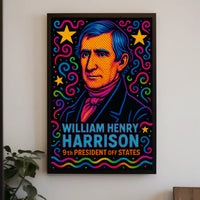 William Henry Harrison Vibrant Pop Art Presidential Poster PosterGoat