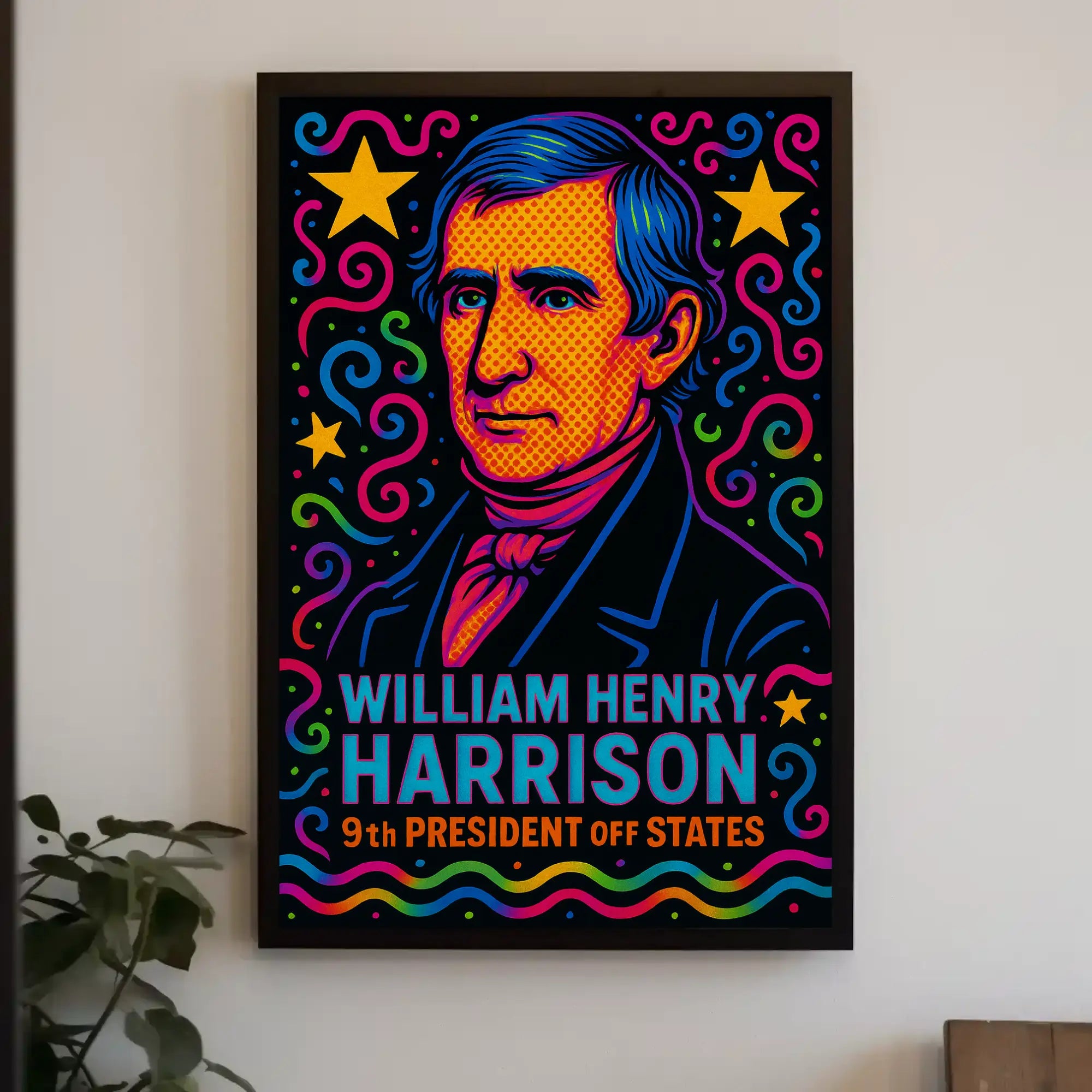 William Henry Harrison Vibrant Pop Art Presidential Poster PosterGoat