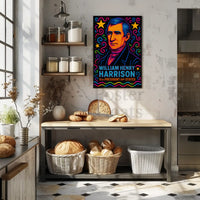 William Henry Harrison Vibrant Pop Art Presidential Poster PosterGoat