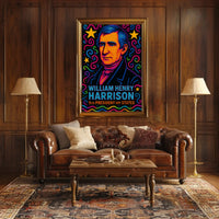 William Henry Harrison Vibrant Pop Art Presidential Poster PosterGoat