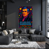 William Henry Harrison Vibrant Pop Art Presidential Poster PosterGoat