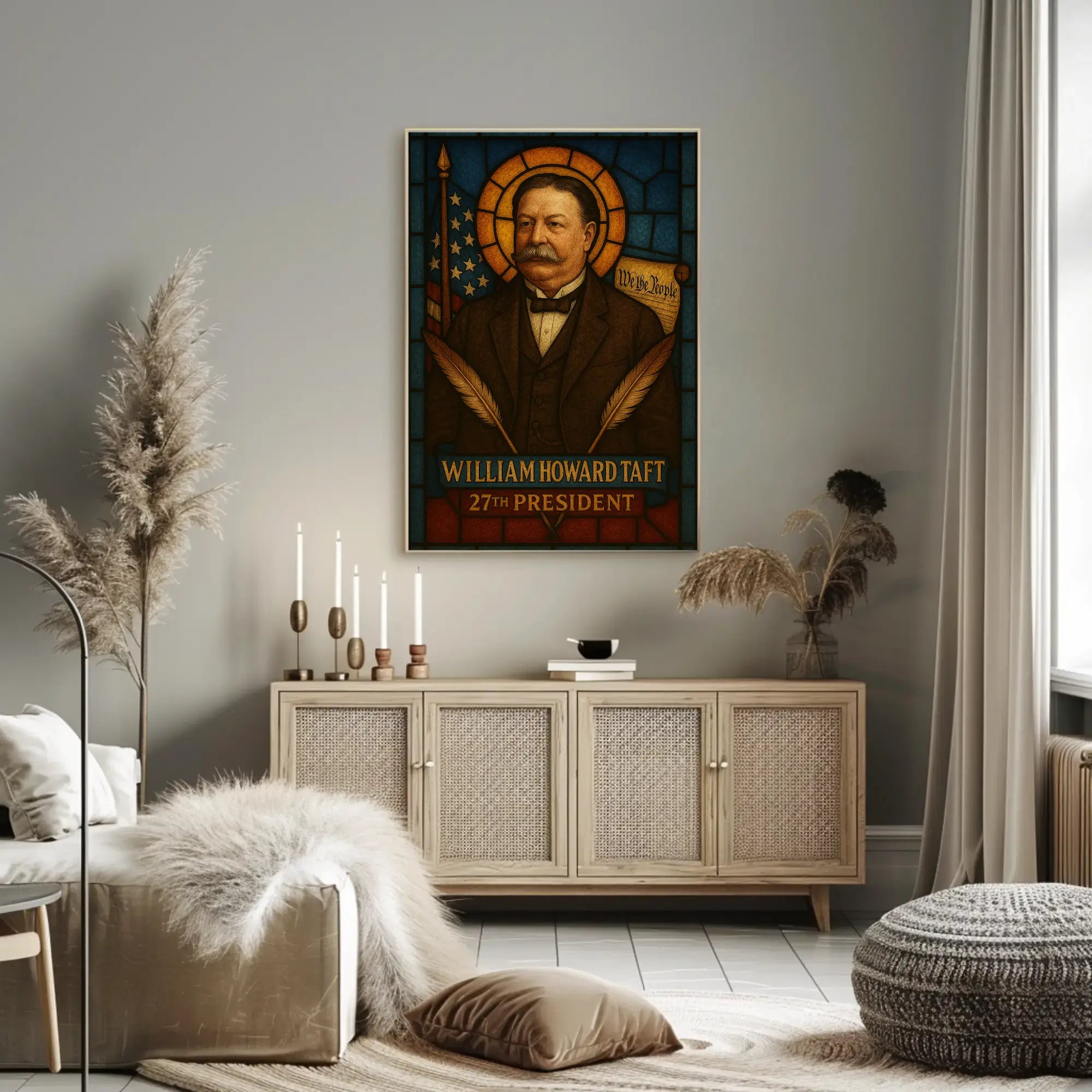 William Howard Taft Stained Glass Presidential Poster PosterGoat