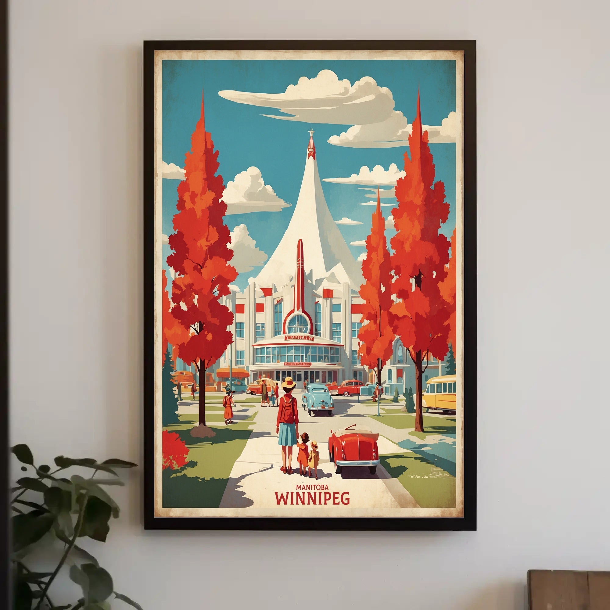 Winnipeg Mid-Century Modern Cityscape Travel Poster PosterGoat