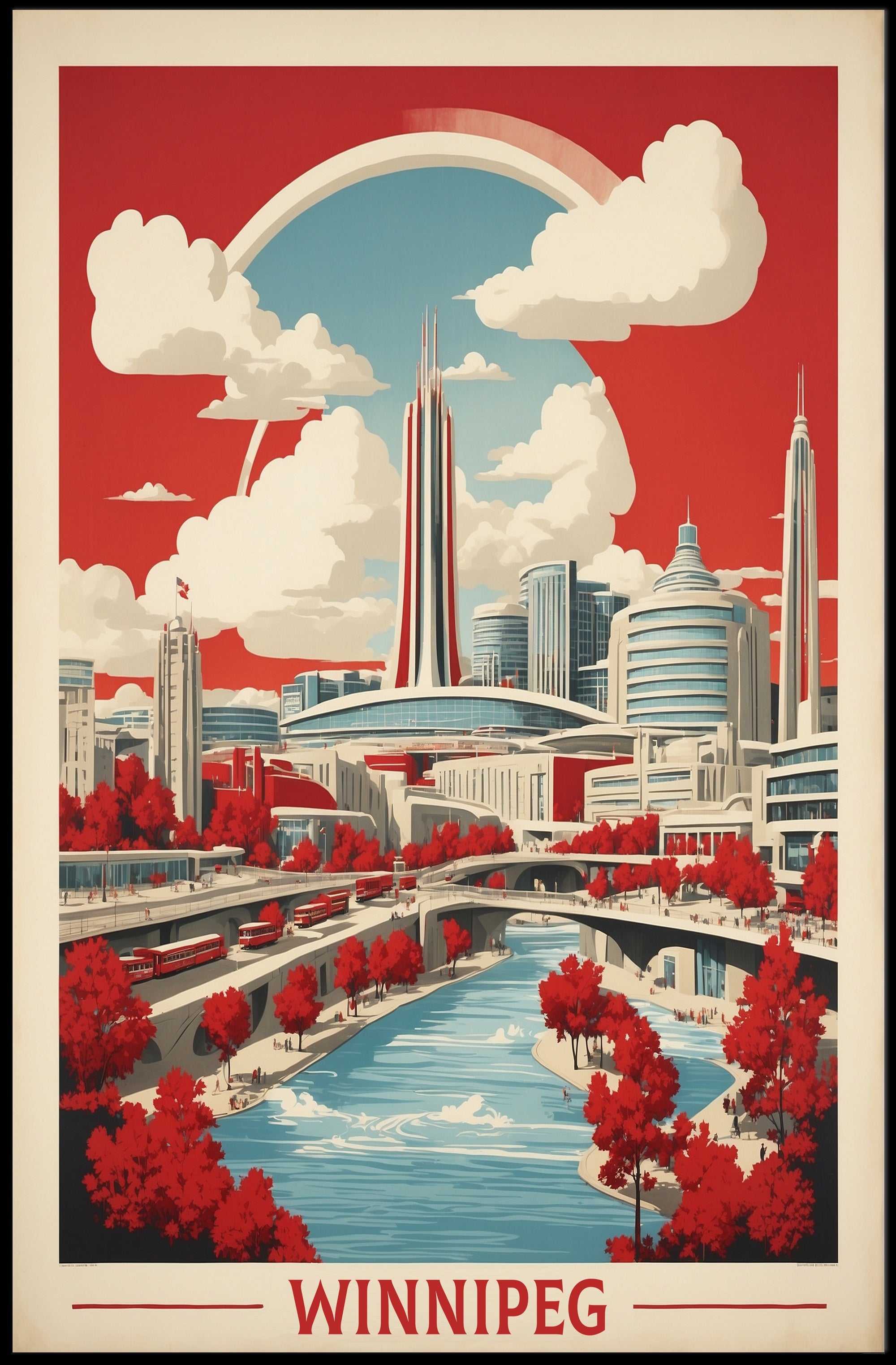 Winnipeg Skyline: Futuristic Urban or Cityscape Poster PosterGoat