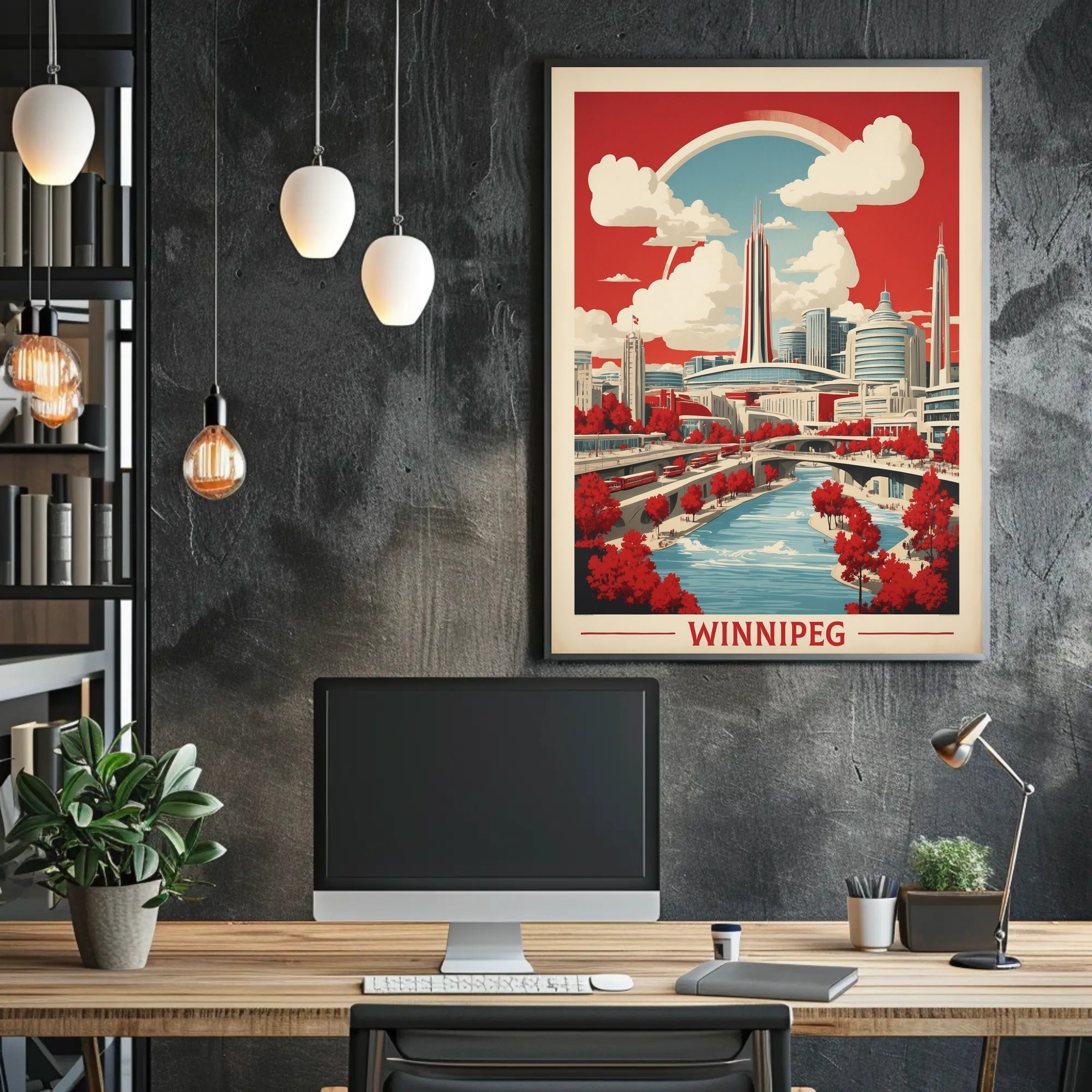 Winnipeg Skyline: Futuristic Urban or Cityscape Poster PosterGoat