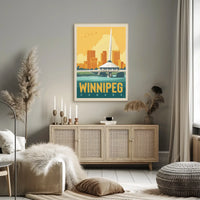 Winnipeg Travel Bridge Illustration Retro Travel Poster PosterGoat