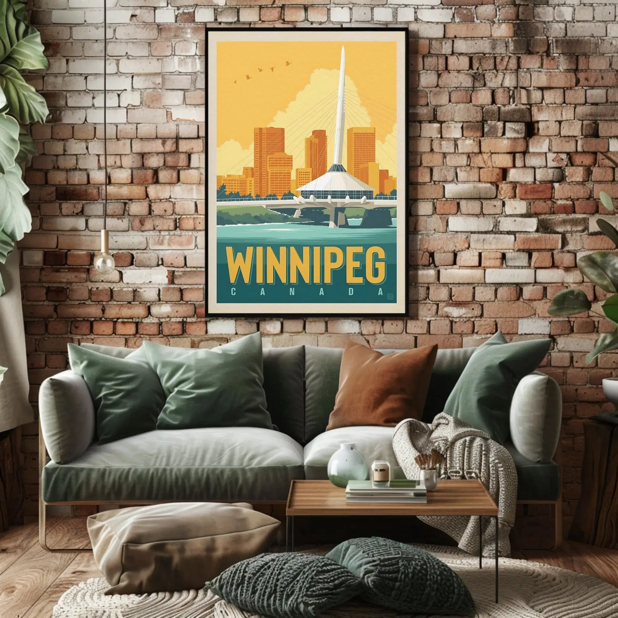 Winnipeg Travel Bridge Illustration Retro Travel Poster PosterGoat