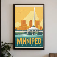 Winnipeg Travel Bridge Illustration Retro Travel Poster PosterGoat