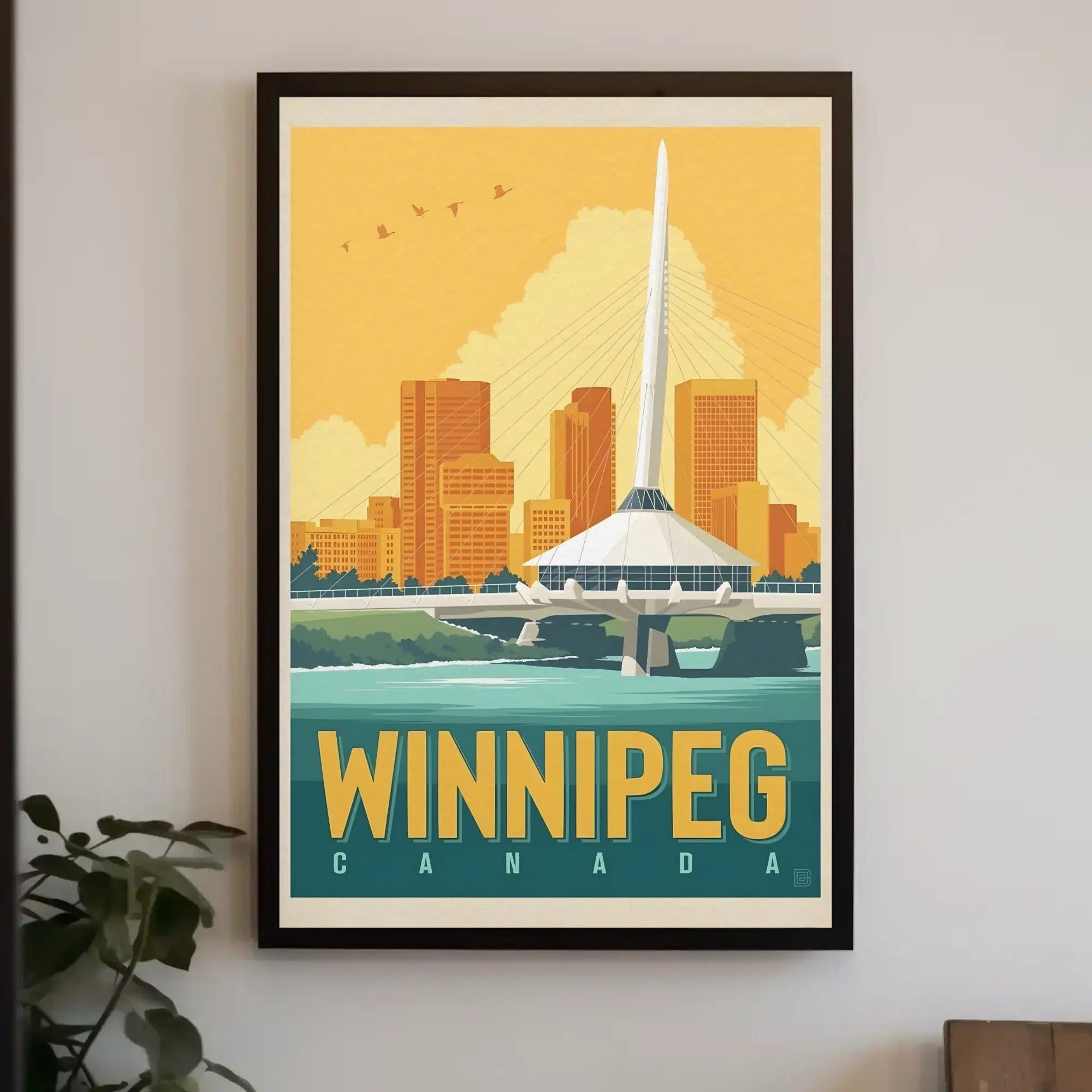 Winnipeg Travel Bridge Illustration Retro Travel Poster PosterGoat