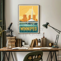 Winnipeg Travel Bridge Illustration Retro Travel Poster PosterGoat