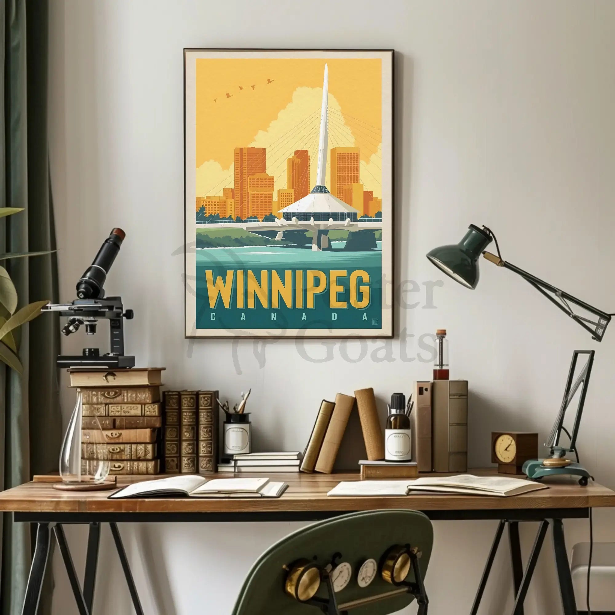 Winnipeg Travel Bridge Illustration Retro Travel Poster PosterGoat