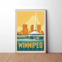 Winnipeg Travel Bridge Illustration Retro Travel Poster PosterGoat