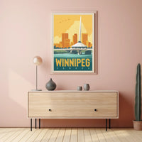 Winnipeg Travel Bridge Illustration Retro Travel Poster PosterGoat