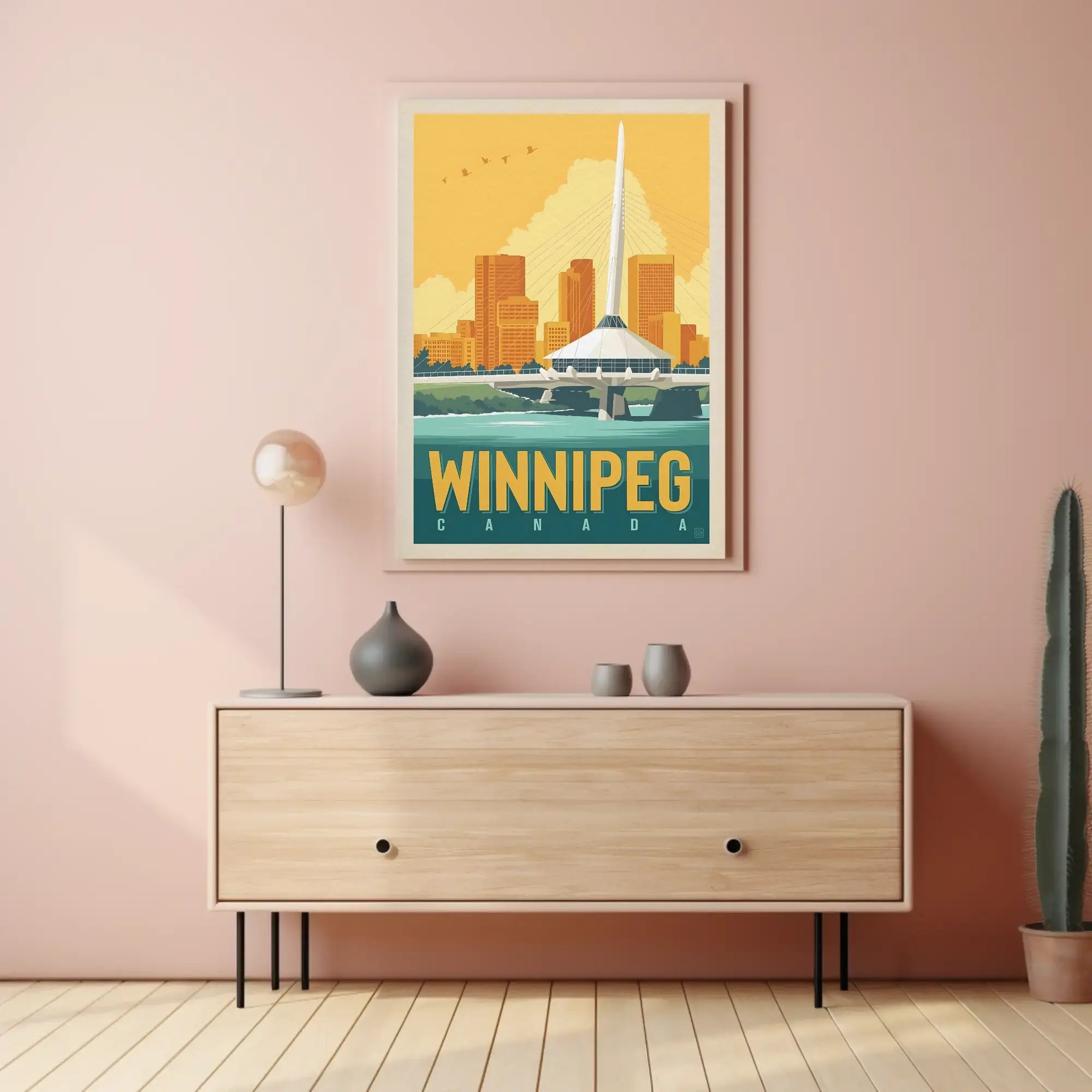 Winnipeg Travel Bridge Illustration Retro Travel Poster PosterGoat
