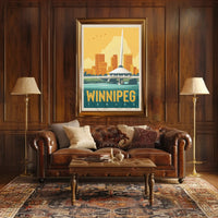 Winnipeg Travel Bridge Illustration Retro Travel Poster PosterGoat