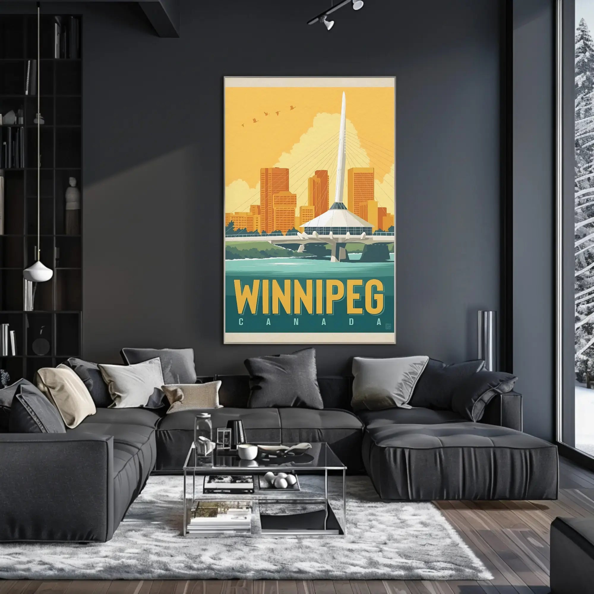 Winnipeg Travel Bridge Illustration Retro Travel Poster PosterGoat