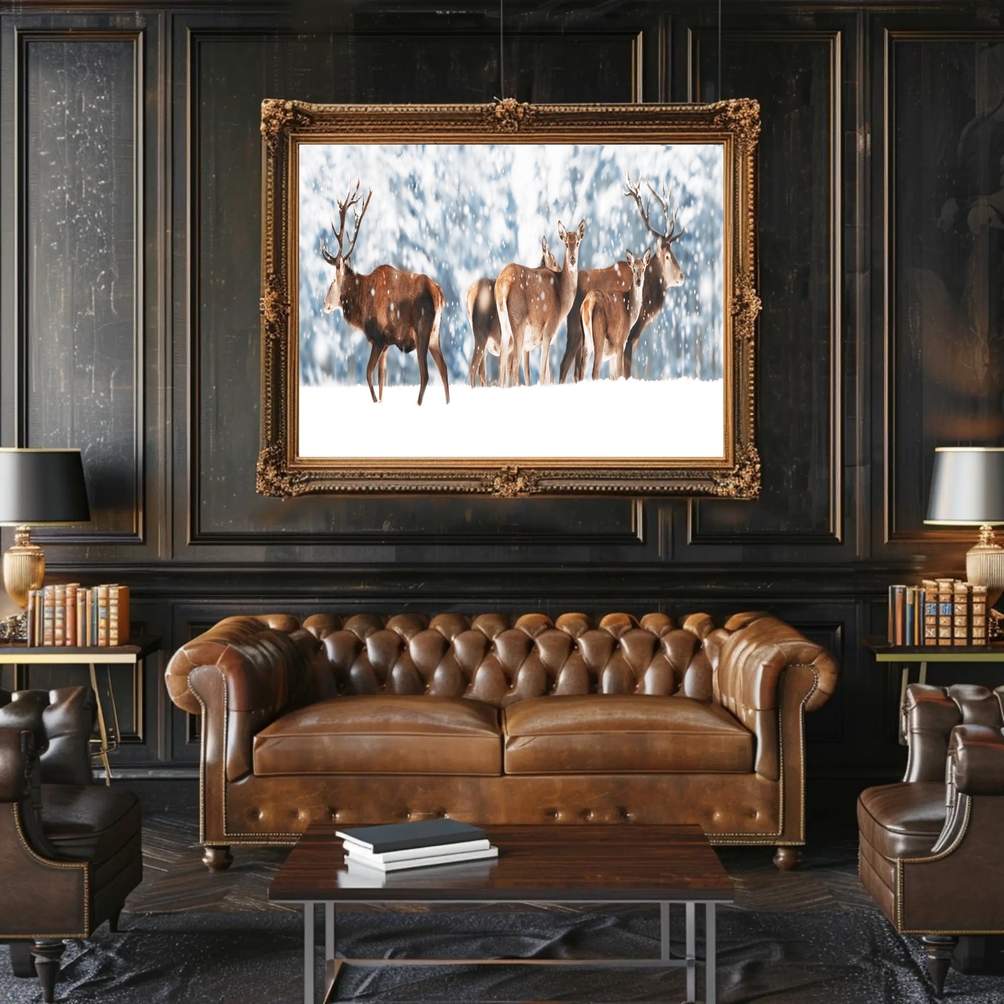 Winter Wildlife in Snowy Forest Scenery Animal Poster PosterGoat