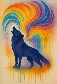Wolf Howling Expression Abstract Artistic Poster PosterGoat