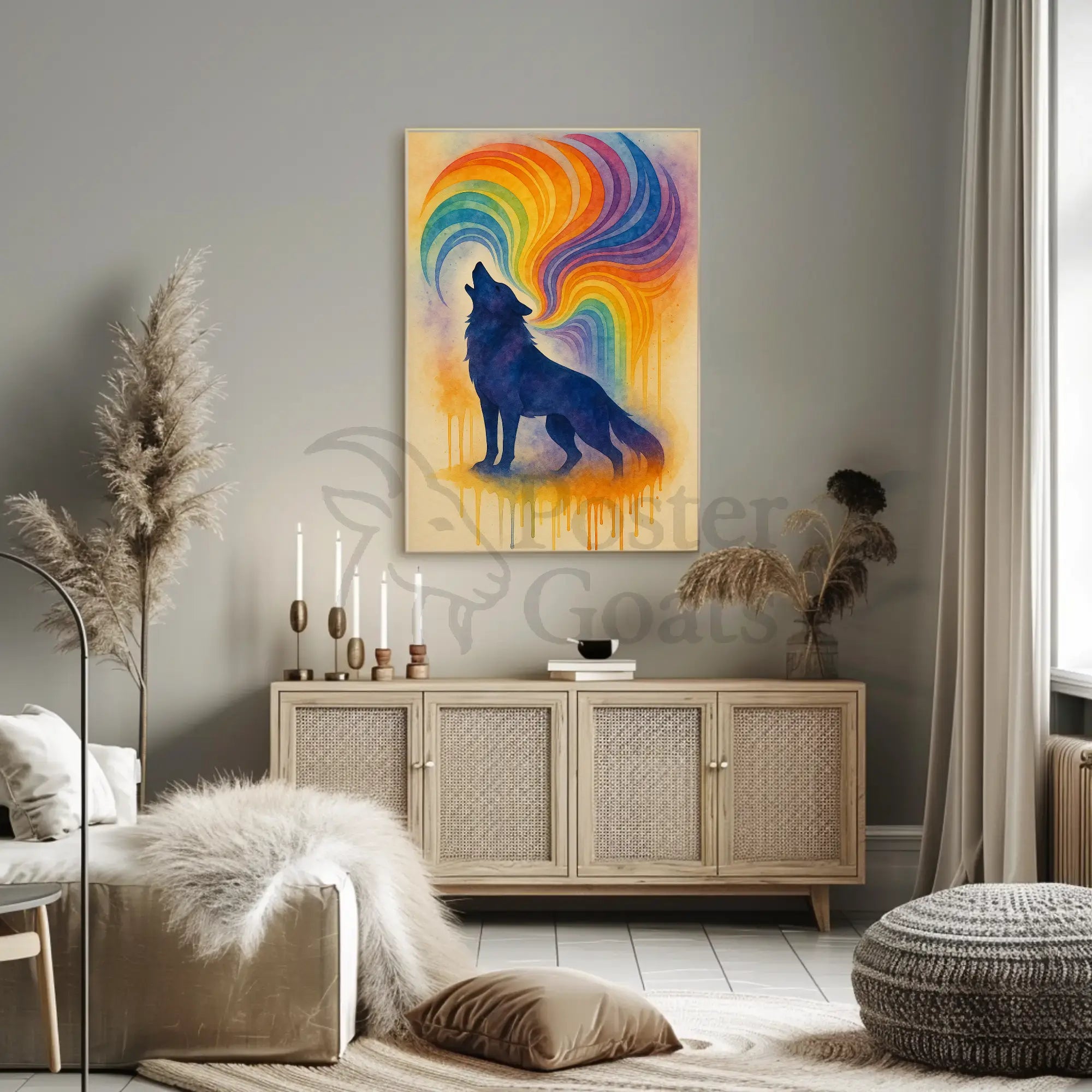 Wolf Howling Expression Abstract Artistic Poster PosterGoat