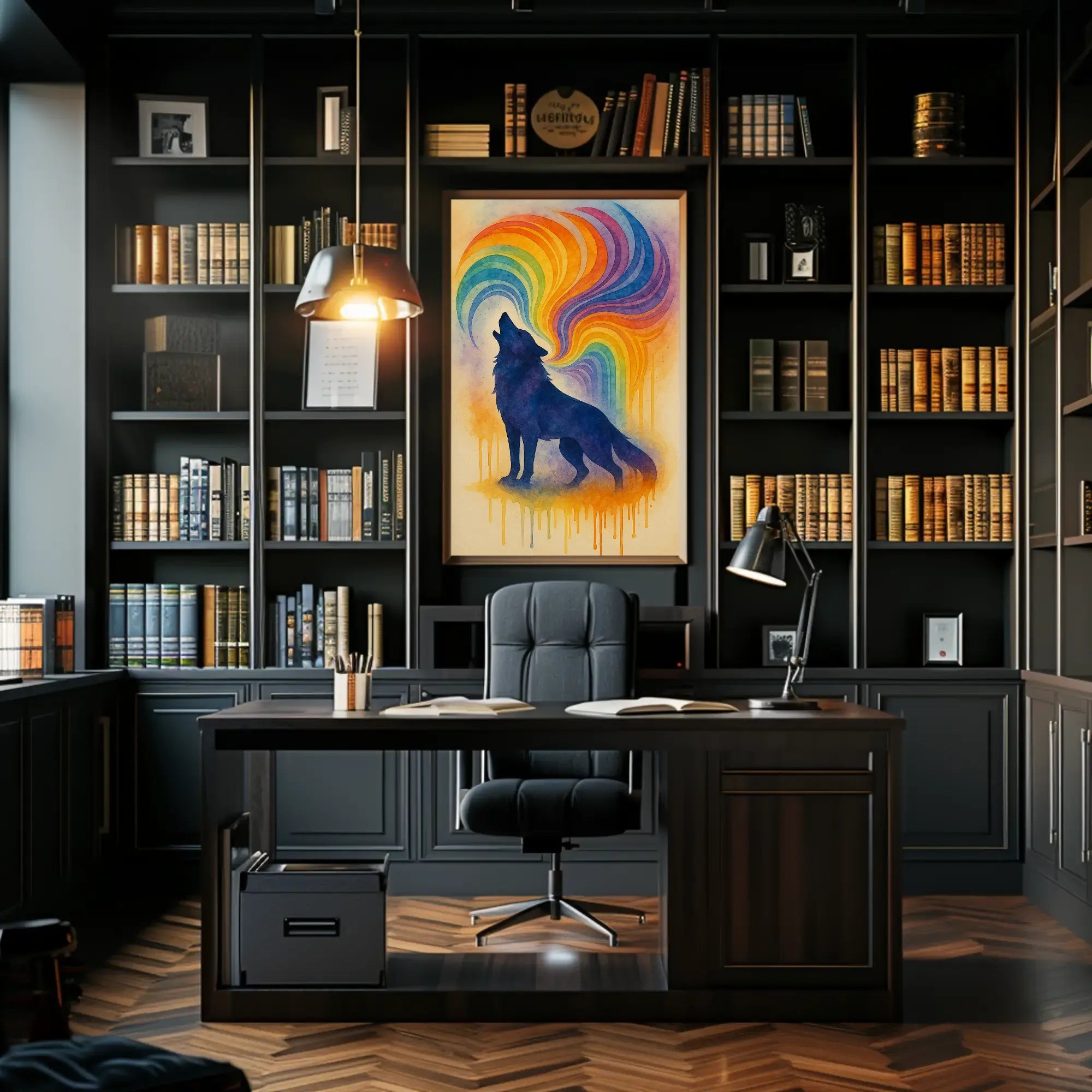 Wolf Howling Expression Abstract Artistic Poster PosterGoat