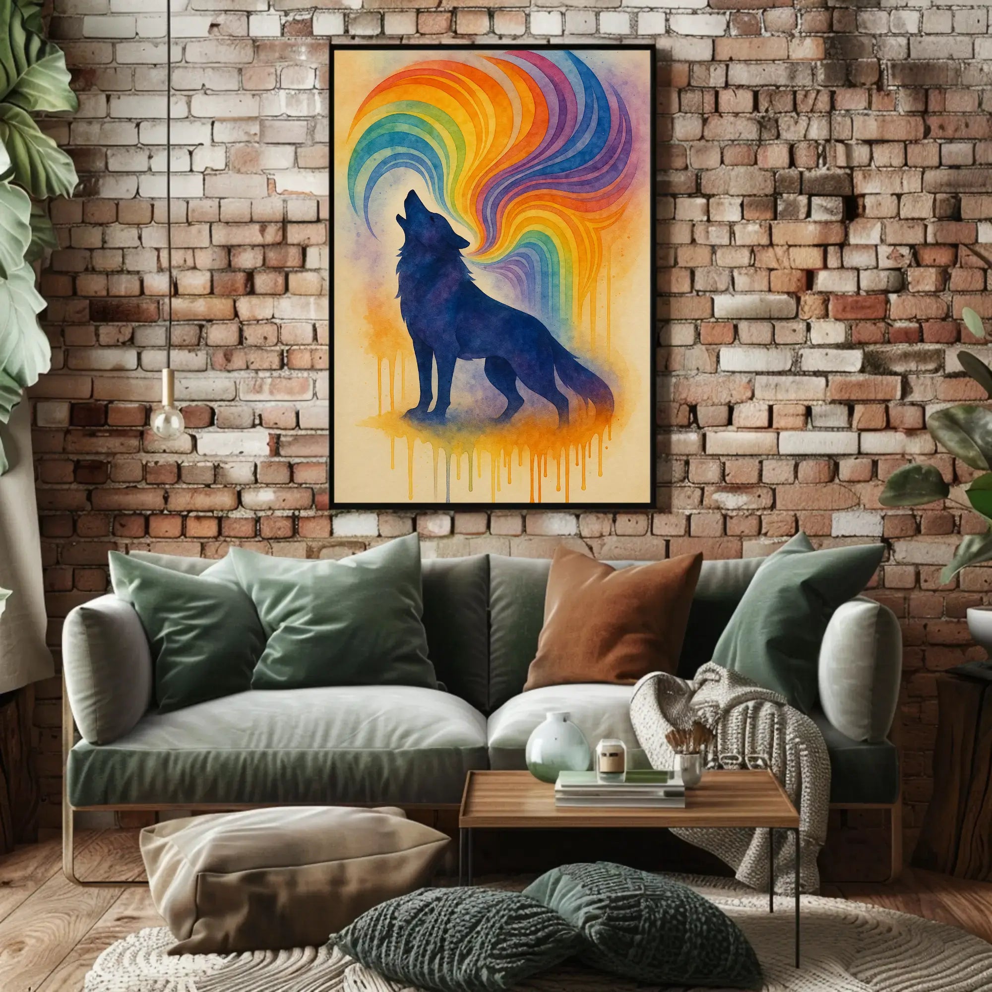Wolf Howling Expression Abstract Artistic Poster PosterGoat